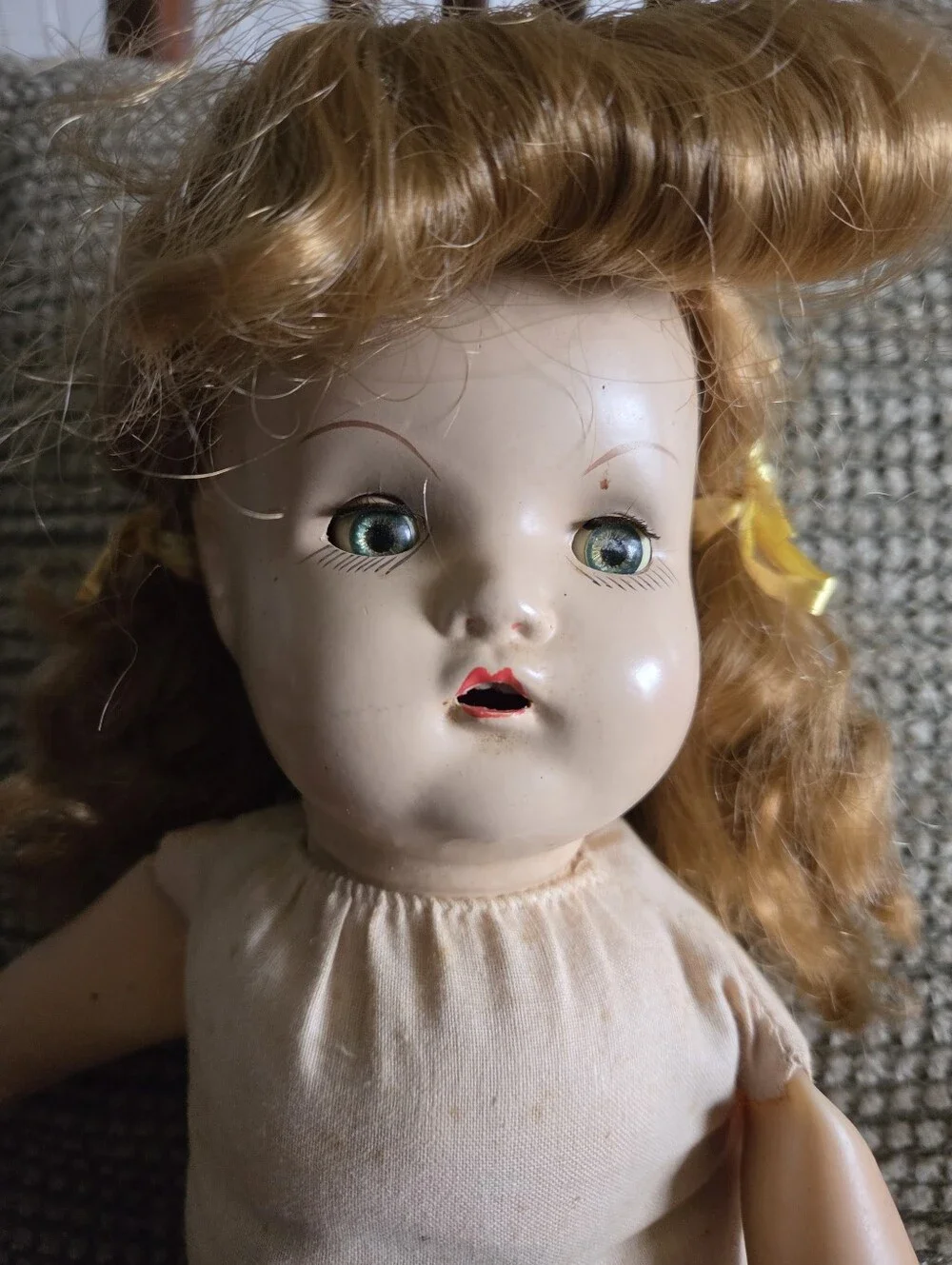 Vintage Baby Doll Cries & Sleeps Teeth Composition Head